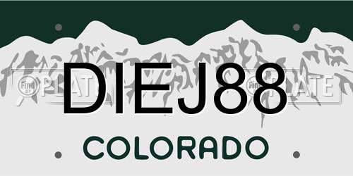 DIEJ88 Colorado License Plate