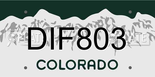 DIF803 Colorado License Plate