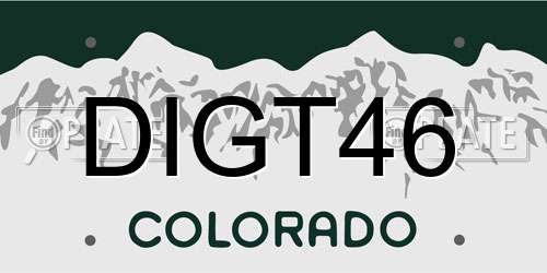 DIGT46 Colorado License Plate