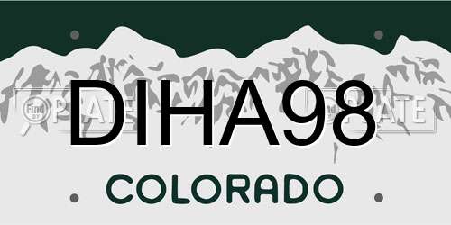 DIHA98 Colorado License Plate