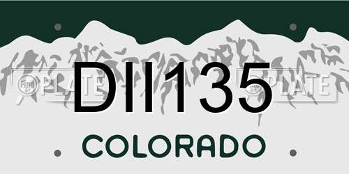 DII135 Colorado License Plate