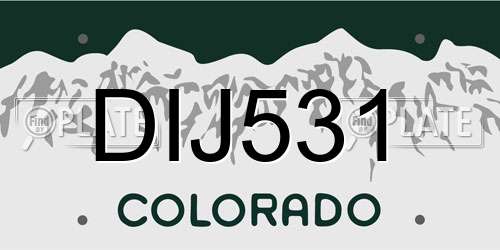 DIJ531 Colorado License Plate