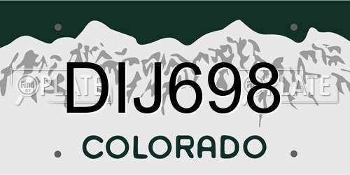 DIJ698 Colorado License Plate