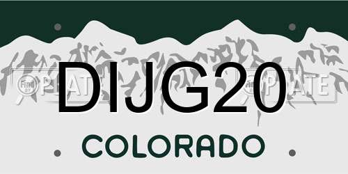 DIJG20 Colorado License Plate