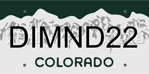 DIMND22 Colorado License Plate