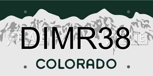 DIMR38 Colorado License Plate