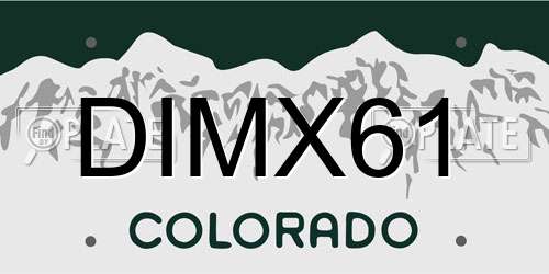 DIMX61 Colorado License Plate