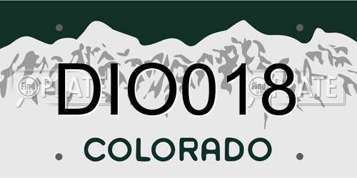 DIO018 Colorado License Plate