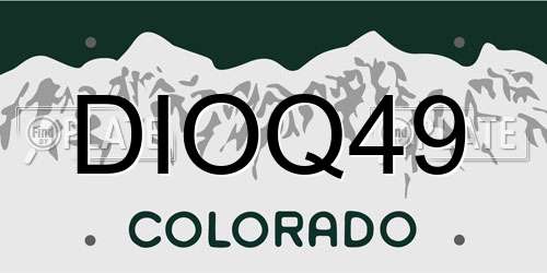 DIOQ49 Colorado License Plate