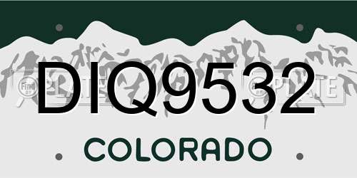 DIQ9532 Colorado License Plate
