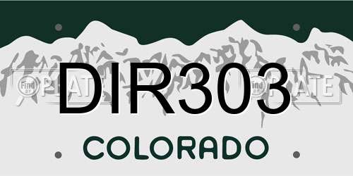 DIR303 Colorado License Plate