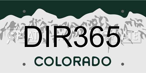 DIR365 Colorado License Plate