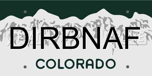 DIRBNAF Colorado License Plate