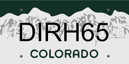 DIRH65 Colorado License Plate