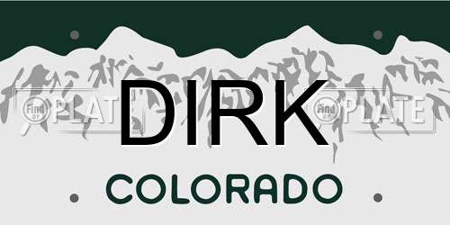 DIRK Colorado License Plate