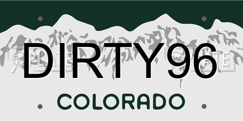 DIRTY96 Colorado License Plate