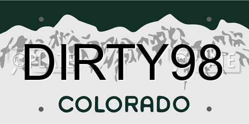 DIRTY98 Colorado License Plate