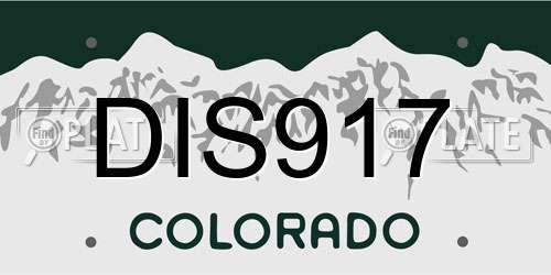 DIS917 Colorado License Plate