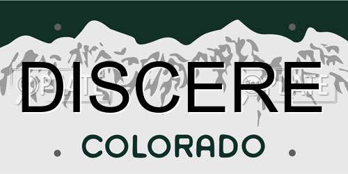 DISCERE Colorado License Plate