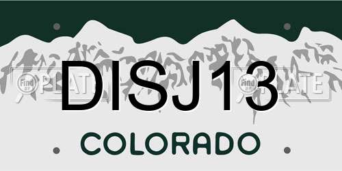 DISJ13 Colorado License Plate