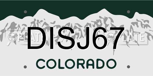 DISJ67 Colorado License Plate