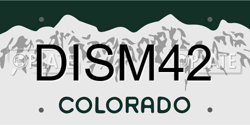 DISM42 Colorado License Plate