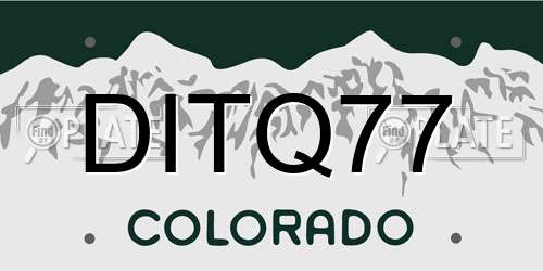 DITQ77 Colorado License Plate