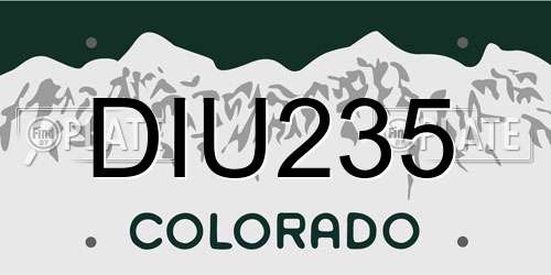 DIU235 Colorado License Plate