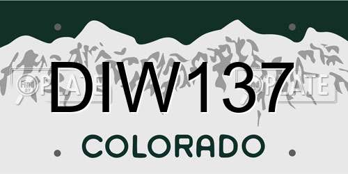 DIW137 Colorado License Plate