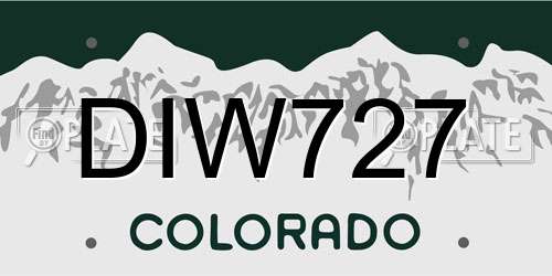 DIW727 Colorado License Plate