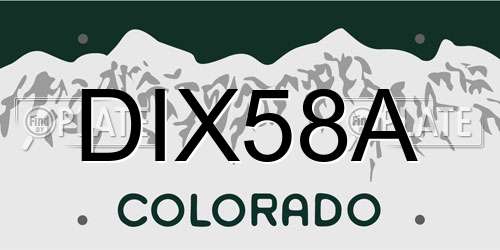 DIX58A Colorado License Plate