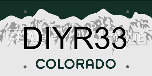 DIYR33 Colorado License Plate