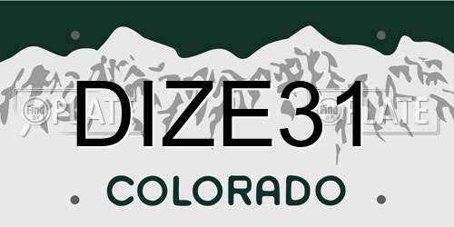 DIZE31 Colorado License Plate