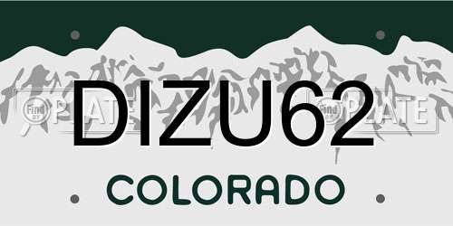 DIZU62 Colorado License Plate