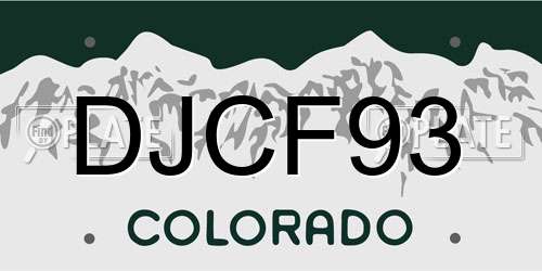 DJCF93 Colorado License Plate