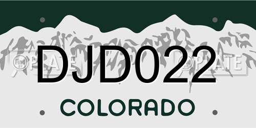 DJD022 Colorado License Plate
