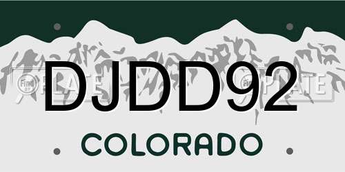 DJDD92 Colorado License Plate