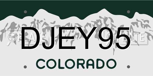 DJEY95 Colorado License Plate