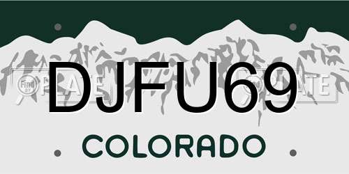 DJFU69 Colorado License Plate