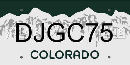 DJGC75 Colorado License Plate