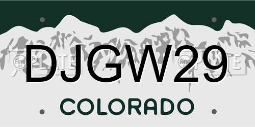 DJGW29 Colorado License Plate