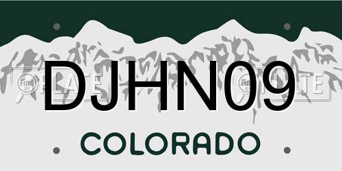 DJHN09 Colorado License Plate