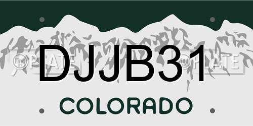 DJJB31 license plate in CO state