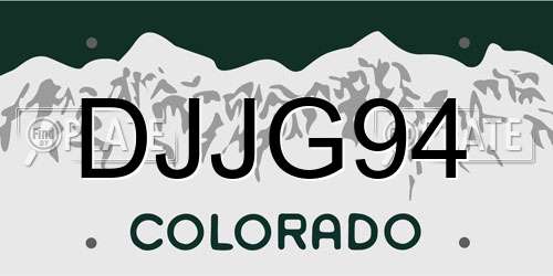 DJJG94 Colorado License Plate