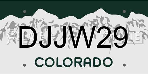 DJJW29 Colorado License Plate