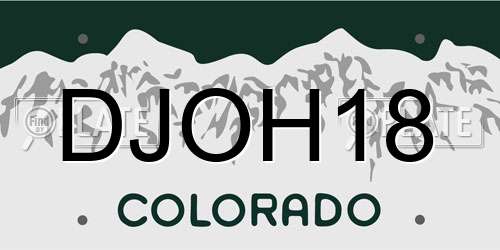 DJOH18 Colorado License Plate