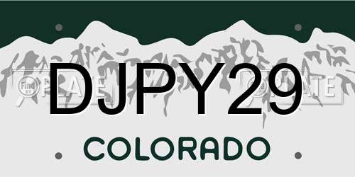 DJPY29 Colorado License Plate