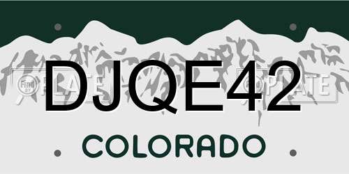 DJQE42 Colorado License Plate