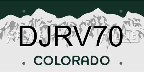 DJRV70 Colorado License Plate