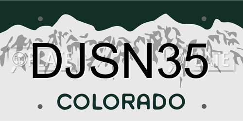 DJSN35 Colorado License Plate
